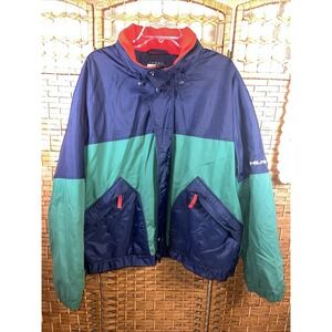 VTG 90's Y2K Tommy Hilfiger Jacket SZ Large Blue & Green With Red Details